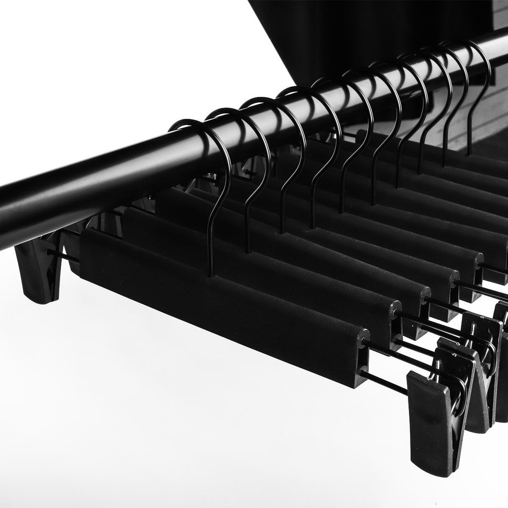 10 Pack Pants Hangers with Adjustable Non-Slip Clips Anti-Rust 10 Pack, Black