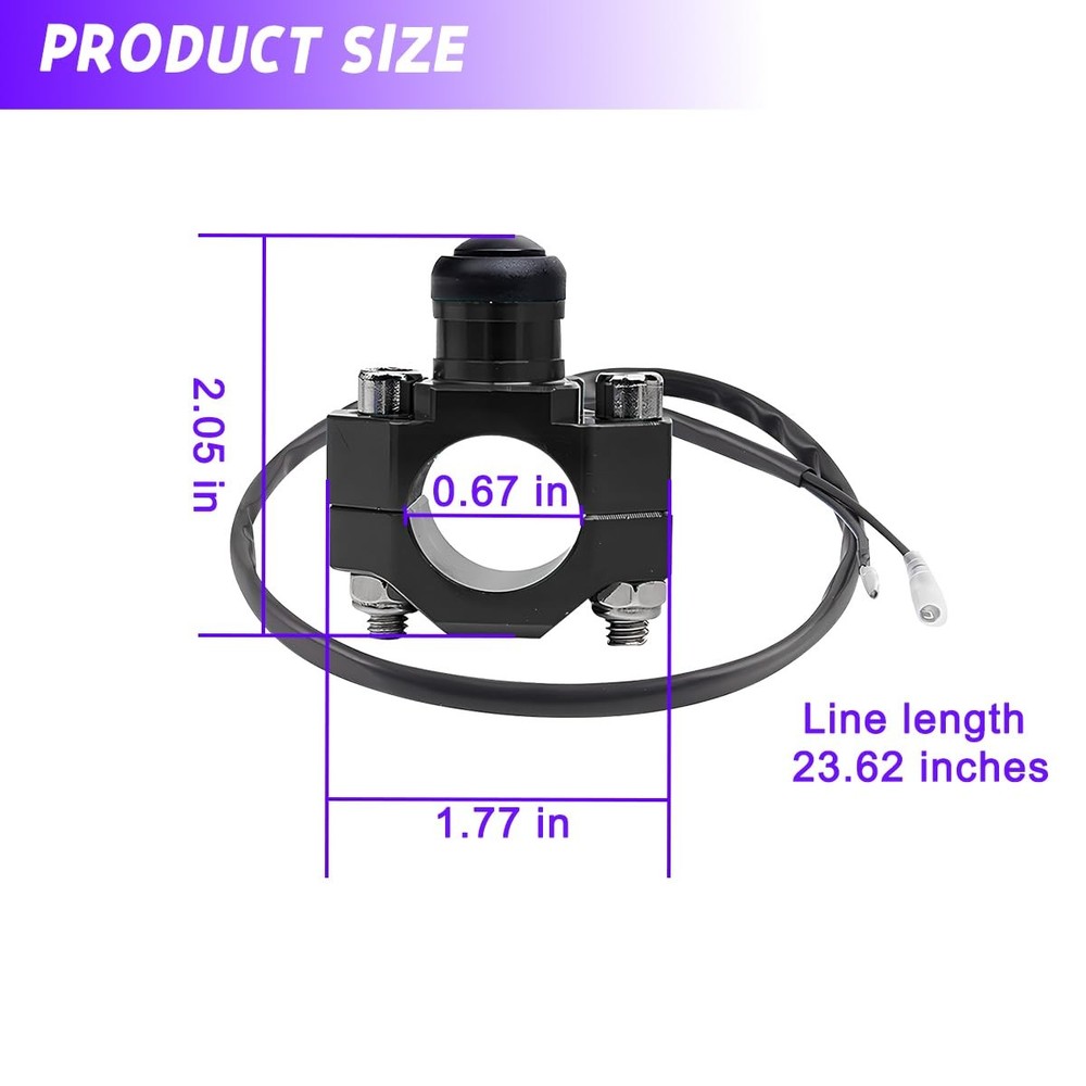 Bittwee CNC Universal Motorcycle Engine Stop Start Kill Switch Button, Black