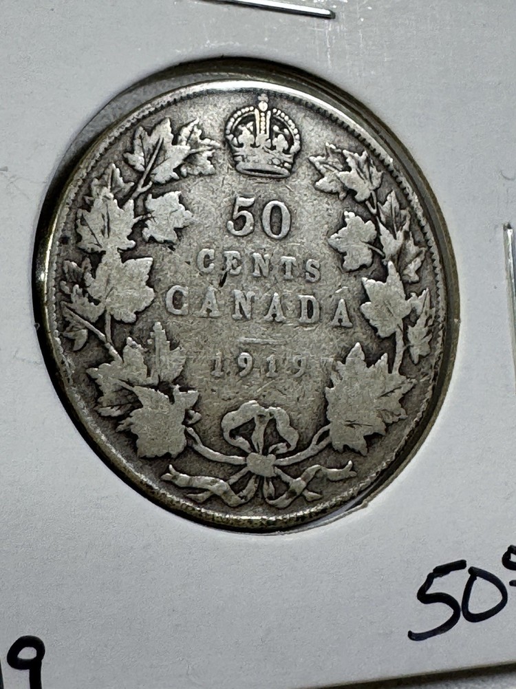 1919 Canada 50 Cents Silver Coin
