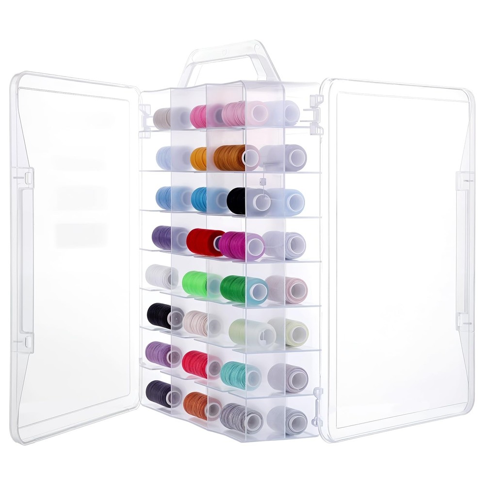 46 Grids Thread Holder Organizer Portable Plastic Sewing Spools Storage Box