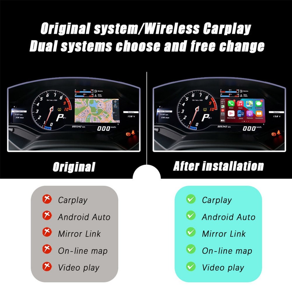 Wireless Carplay Android Auto Interface For Lamborghini Huracan LP610 2014-2018