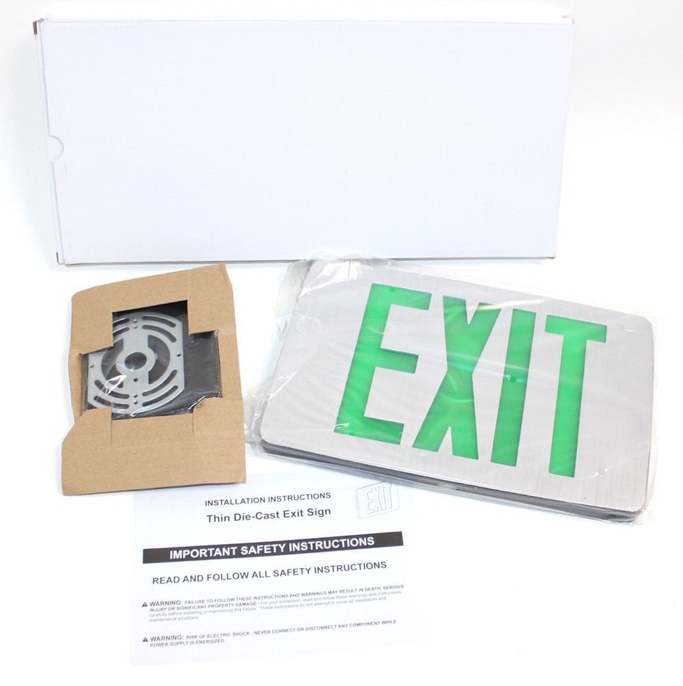 8 Pack Envoy Lighting LED Emergency Exit Sign, Green Letter, Battery Back-up