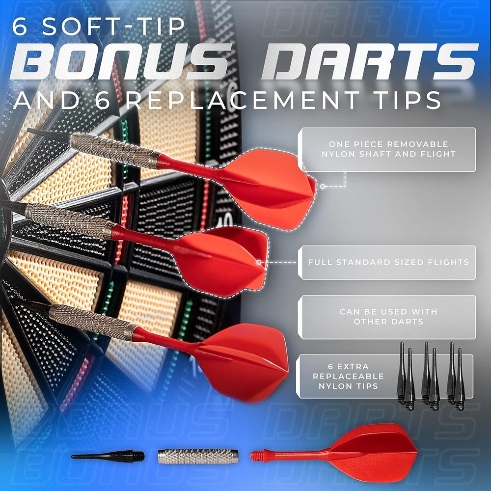 Interactive Electronic Dart Board Set - 65 Games, 6 Soft Tip Darts Included