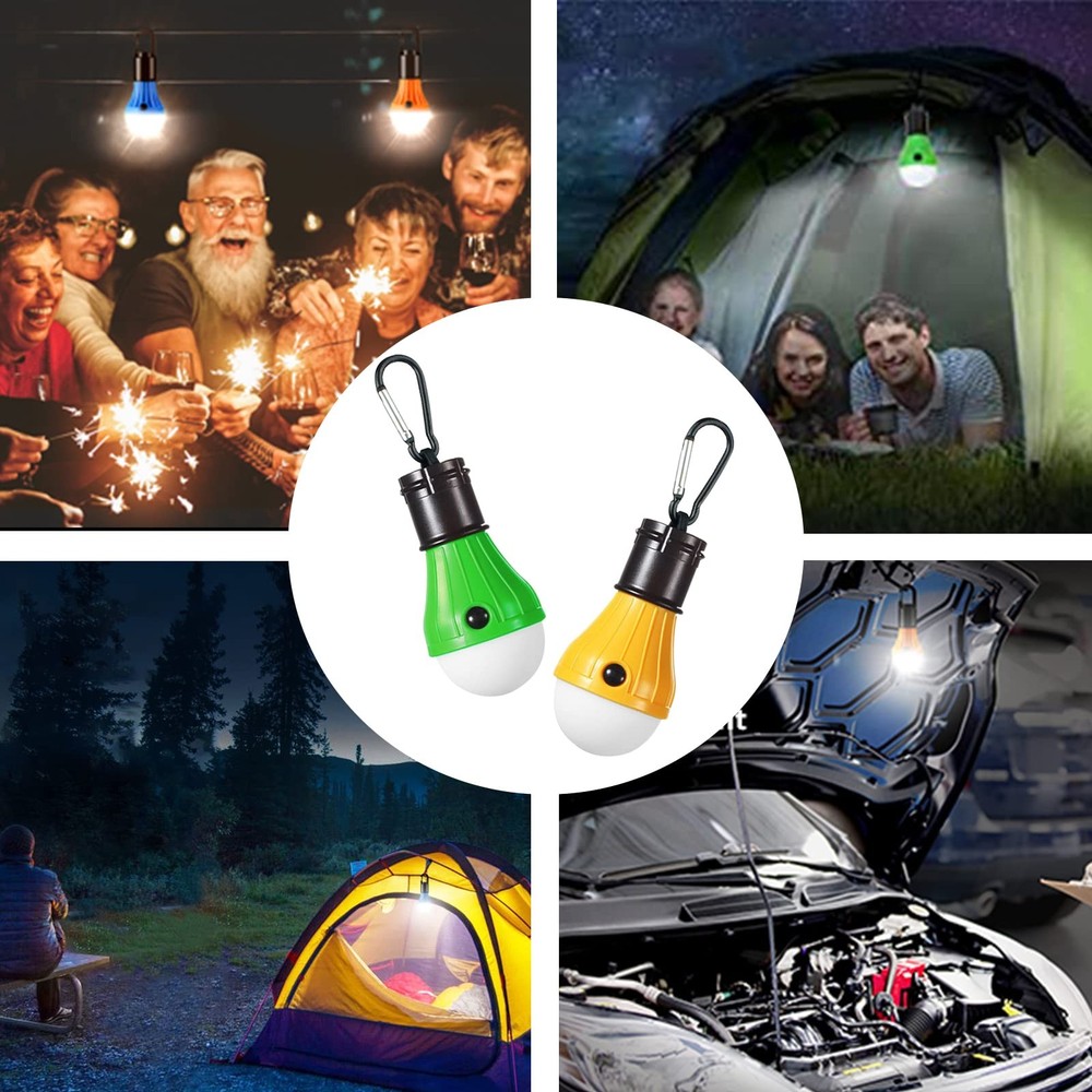 LED Camping Tent Lantern 4-Pack Waterproof Battery Powered with Clip Hook Bright