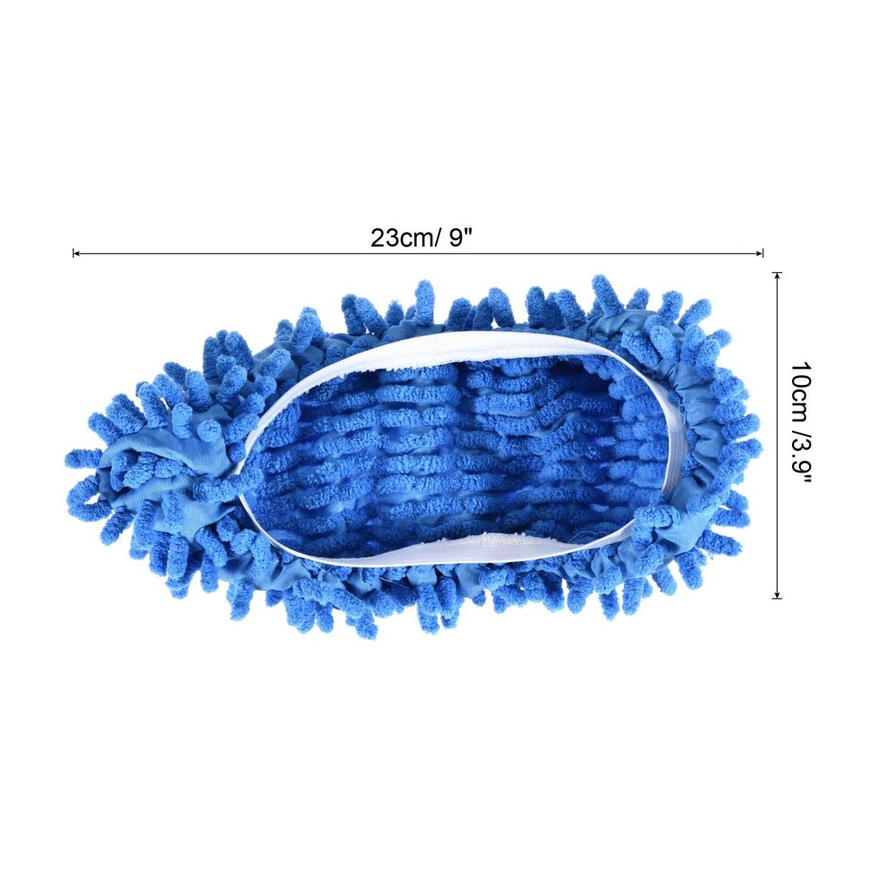 Washable Cleaning Shoes Covers Multifunction Chenille Mop, 2pcs Blue