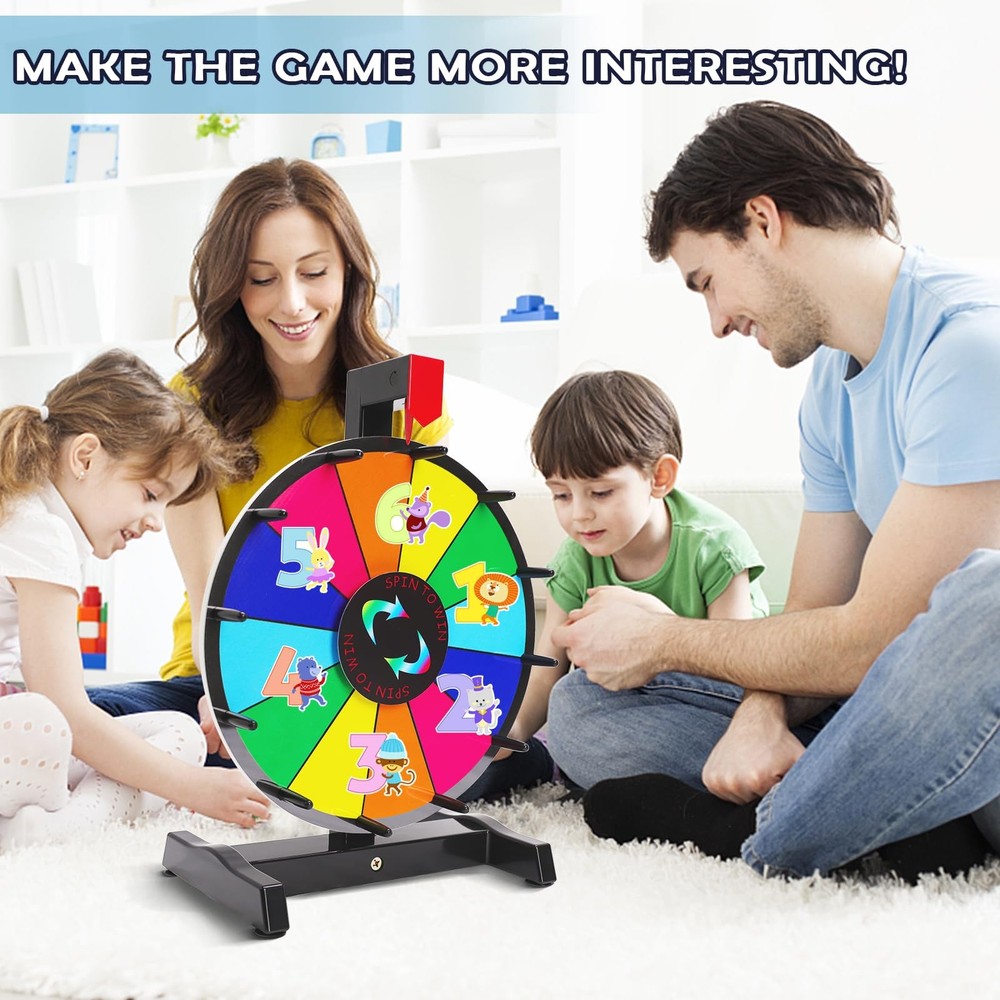 12" Tabletop Spinning Prize Wheel 12 Slots with Durable Plastic Base, Spinner...