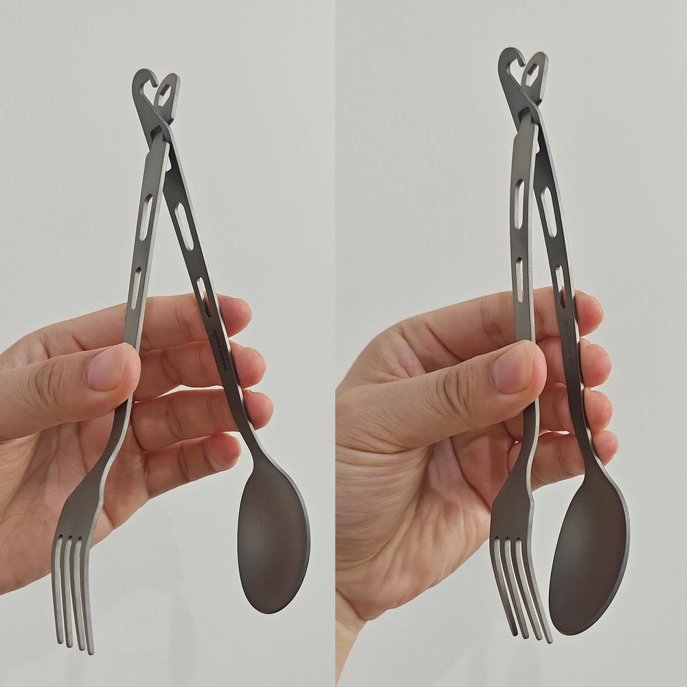 Titanium Fork Spoon Set Camping Tongs Ultralight Backpacking Utensils