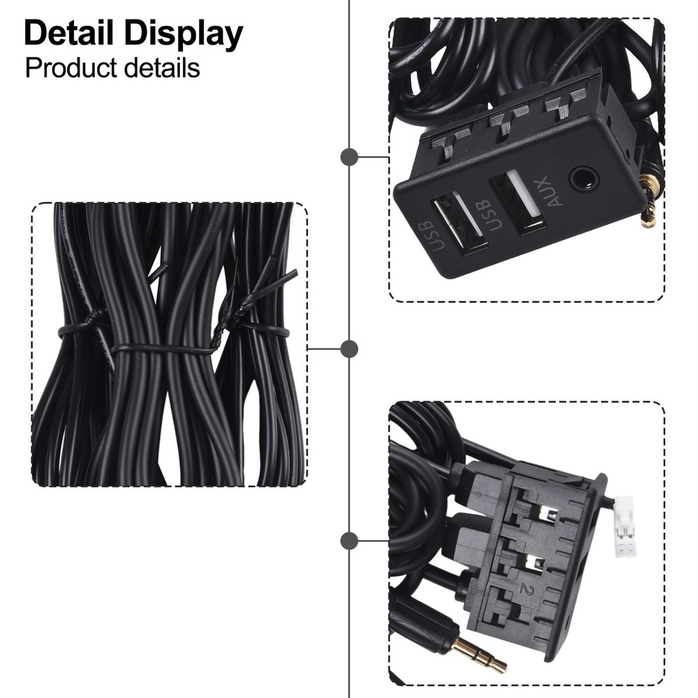 Multi Purpose Car for DASH Mount USB AUX Port Panel Interface Extension Adapter