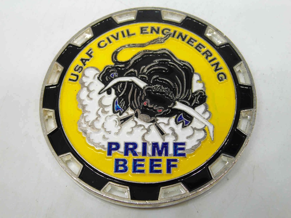 USAF CIVIL ENGINEERING PRIME BEEF 512TH CIVIL ENGINEERS CHALLENGE COIN