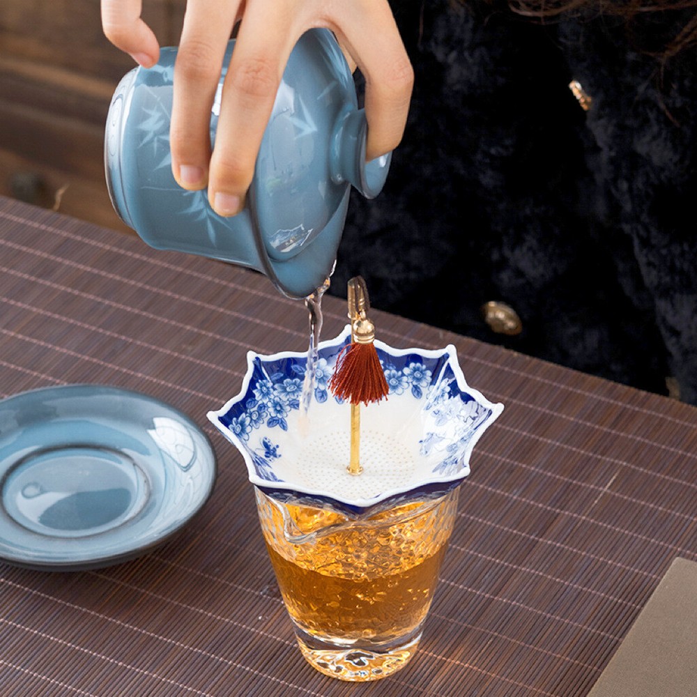 Artful Umbrella Design Filter Net Tea Strainer Ceramic Creative Tea Accessories
