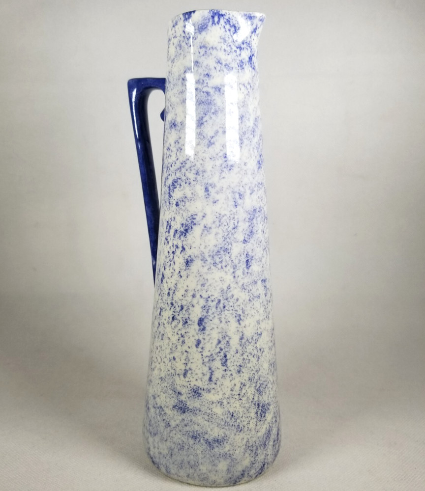 Blue & White Spongeware Stoneware Pitcher