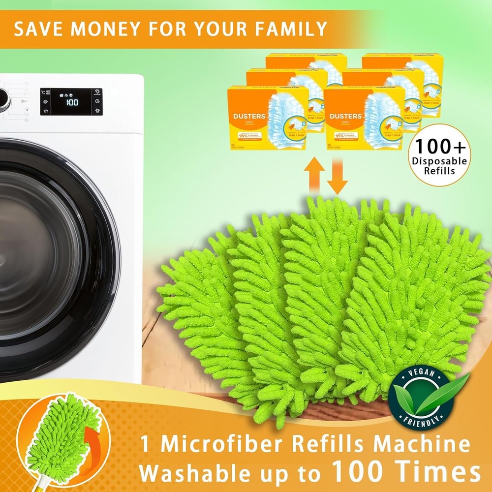Reusable Duster Refill Compatible W/ Swiffer Hand Duster Microfiber Ceiling Fan