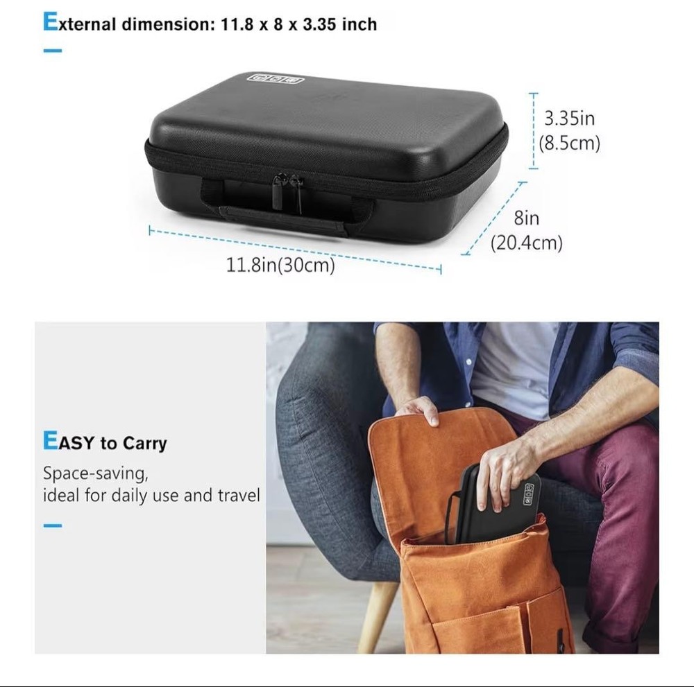 ProCase Gadget Pouch, Waterproof EVA Material, Large Capacity, 3-Layer