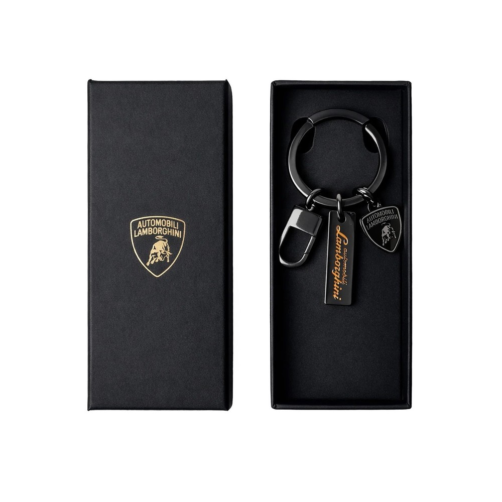 Lamborghini Scriptshield Keyring with Orange Logo Script
