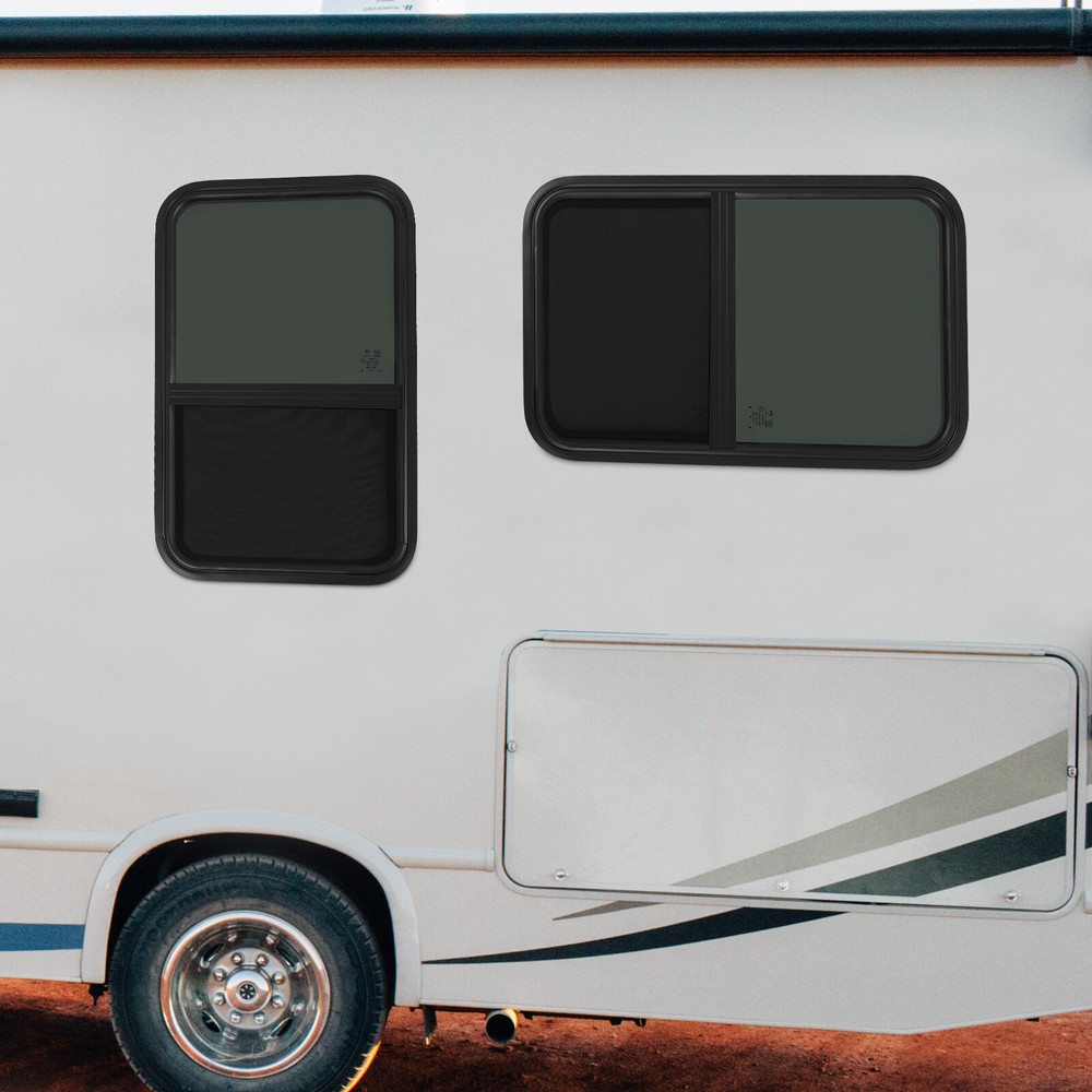 2 PCS RV Window,Modern Black Rectangular RV Windows, RV Vertical Slide Window