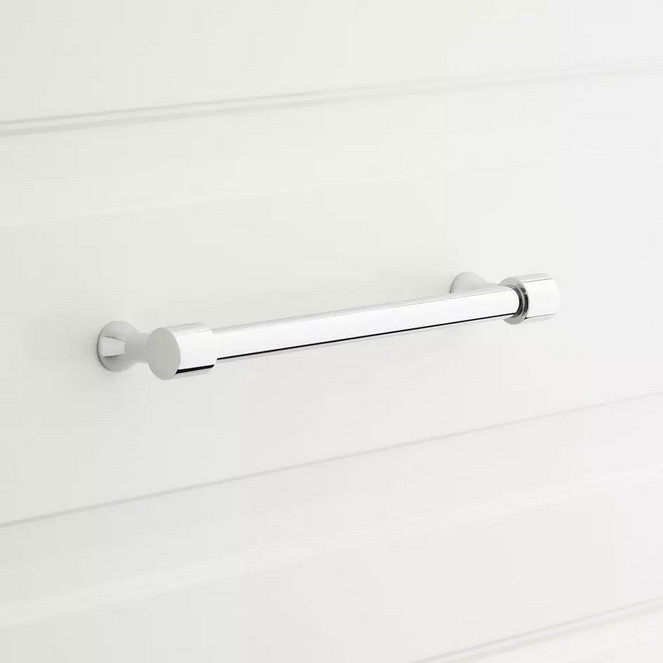 Signature hardware 6" strasbourg solid brass cabinet pull polished chrome