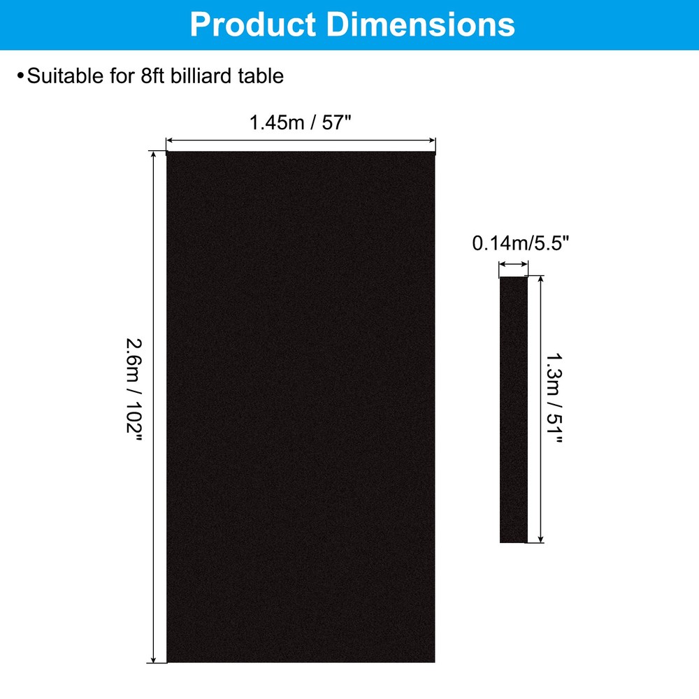 Billiard Cloth 8ft Professional Pool Table Felt with 6 Felt Cloth Strips Black