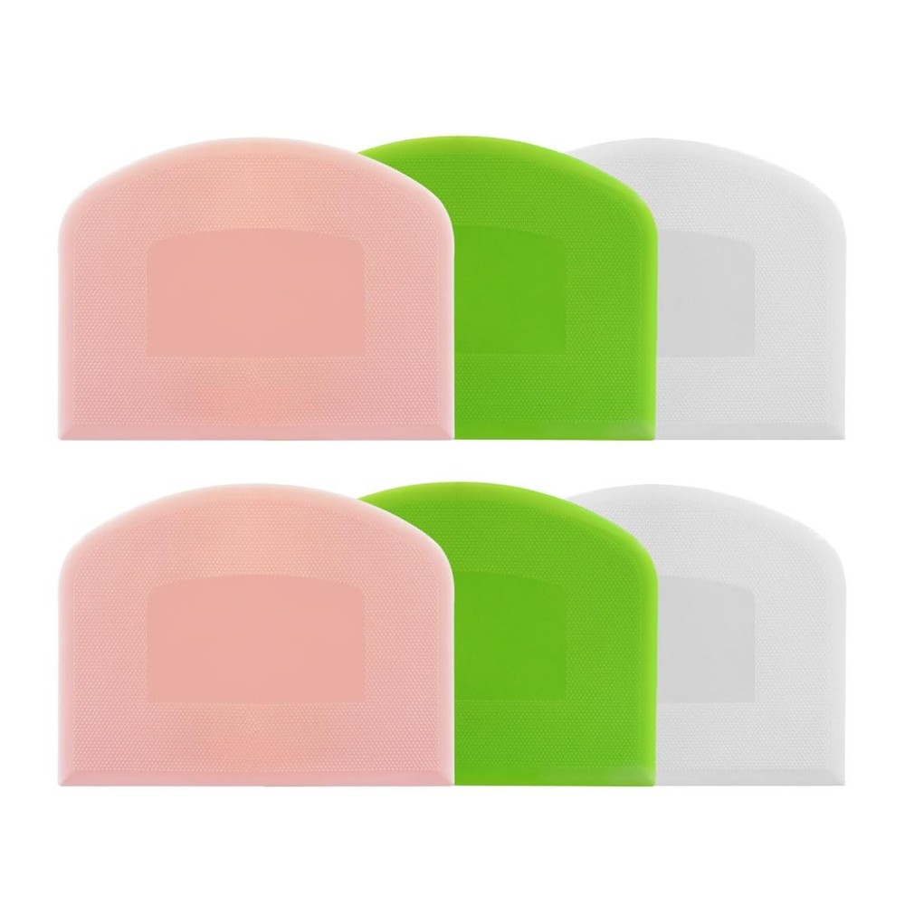 6 Pack Plastic Bench Scraper, Flexible Dough Scraper, Flexible Plastic Multip...