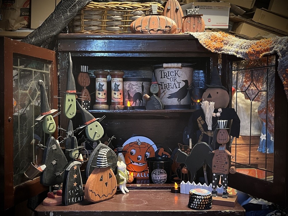 Grubby Primitive Distressed All Hallows Eve Fall / Halloween Pantry Box GP