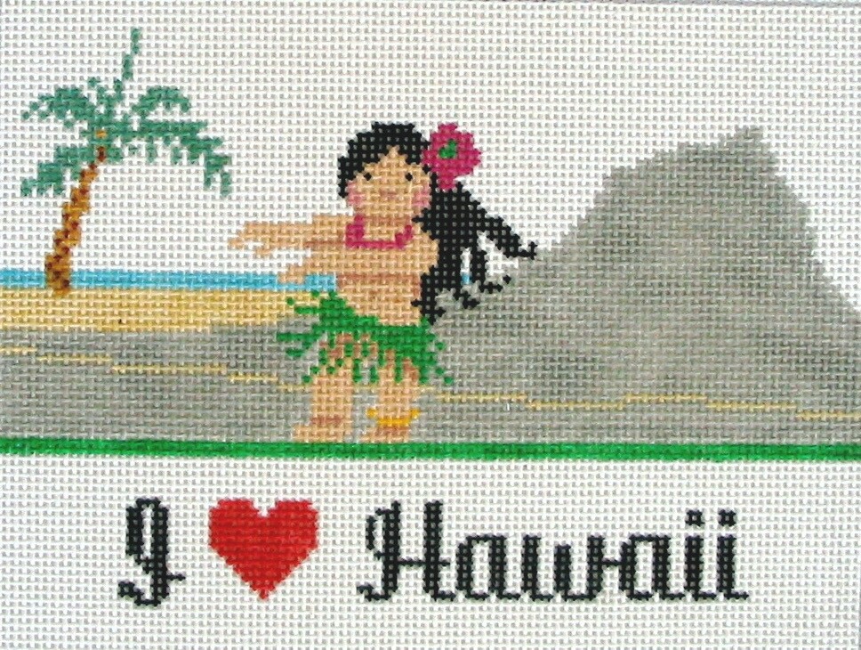I Love Hawaii Hand Painted Needlepoint Canvas