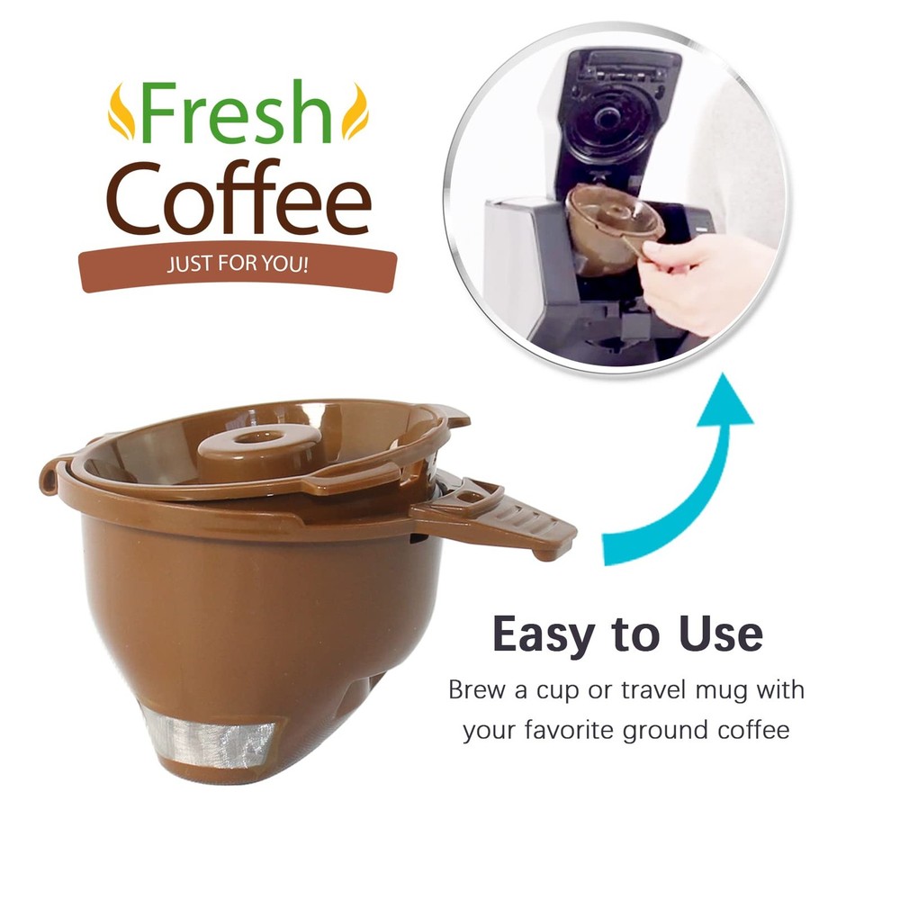 2-Pack Single Serve Ground coffee Brew Basket for Serve, Brown