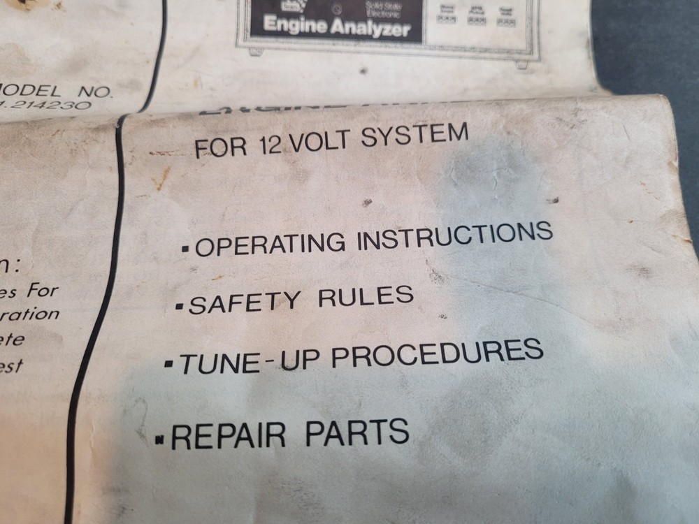 Sears Solid State Electronic Engine Analyzer Model 161.214230 W Cables/Manual