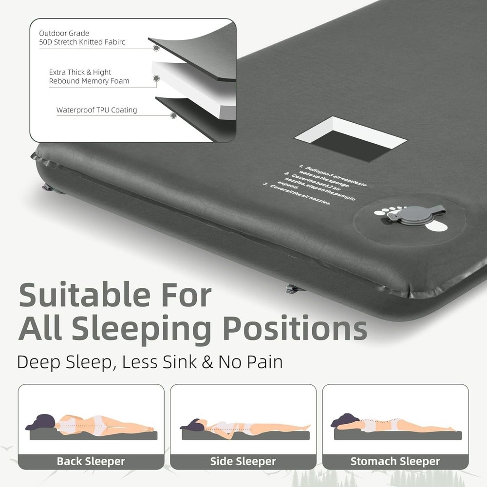 Wevelel Memory Sleeping Pad, 3.1" Ultra-Thick Foam Sleeping Mat