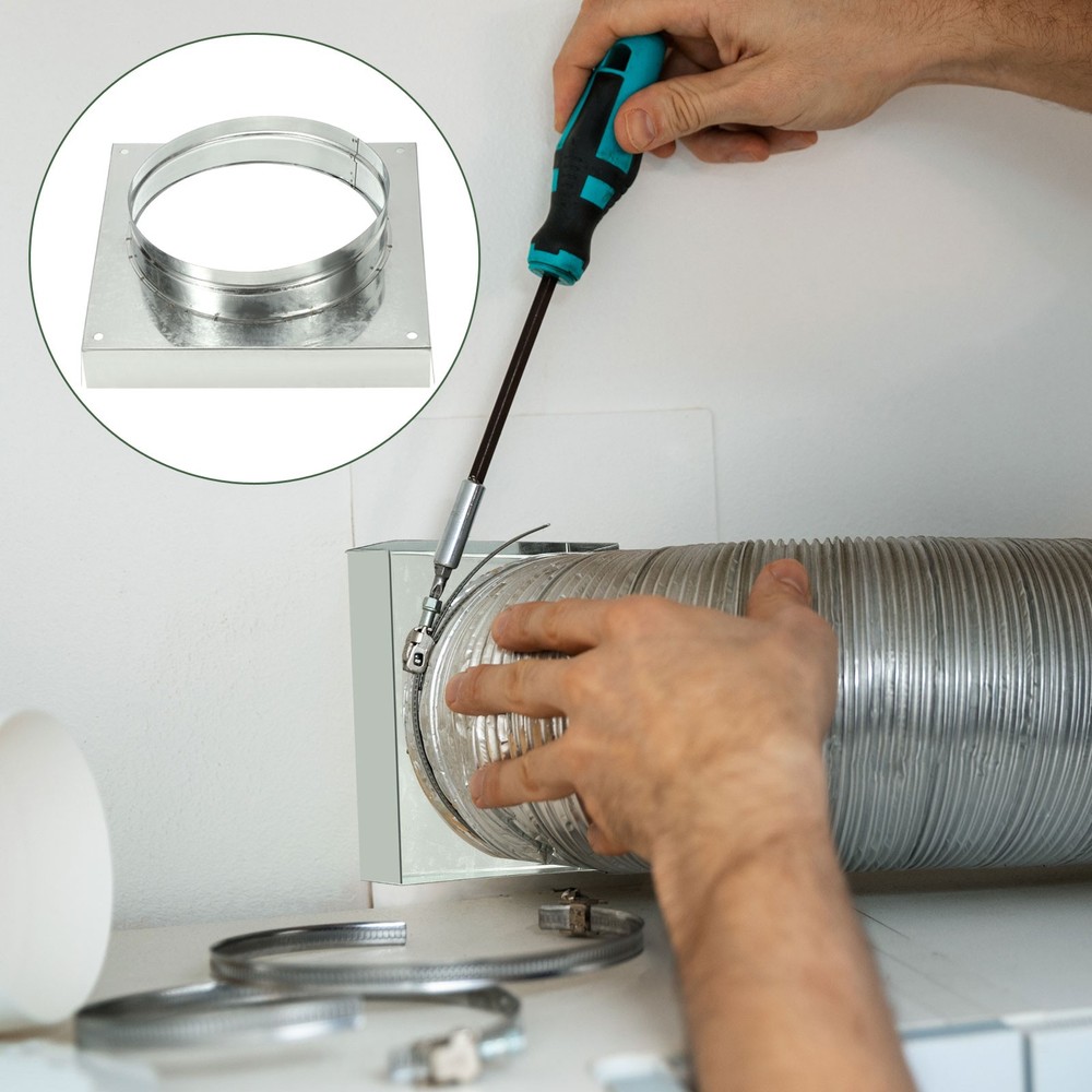 10" Square Galvanized Duct Connector Flange, Silver Tone