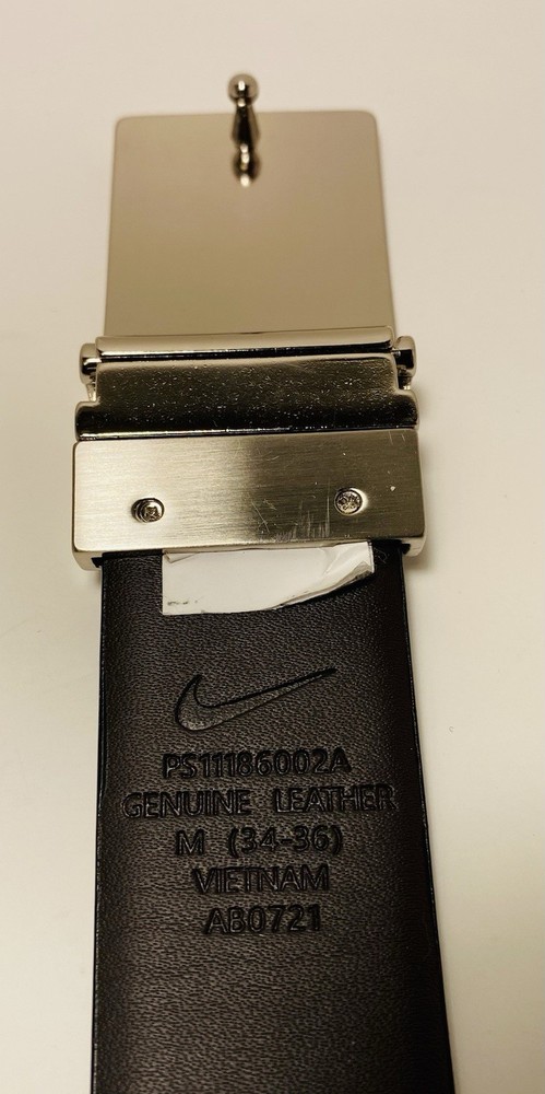 NIKE Genuine Leather Belt 40” Black Silver Buckle