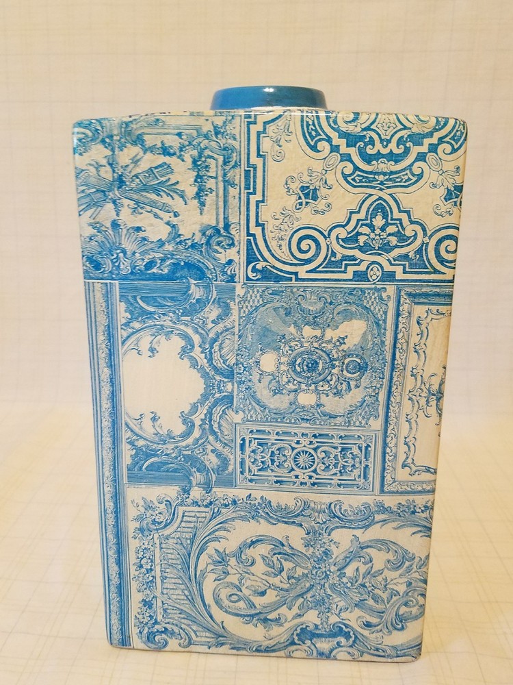Decoupage Look Octagon Bottle Vase
