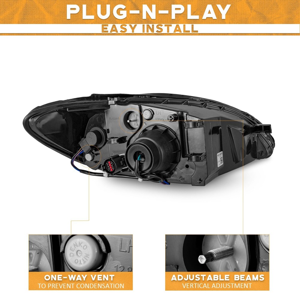 Pair Headlights Assembly Chrome For 2000-2007 Ford Taurus Headlamps w/o bulbs