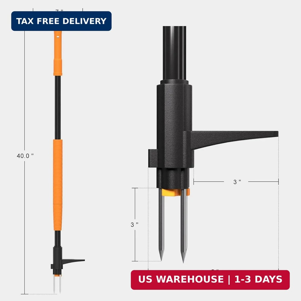Weed Puller Tool, Fully Stand Up Weeding Tool With 3 Claws - Zero Bending and Ba