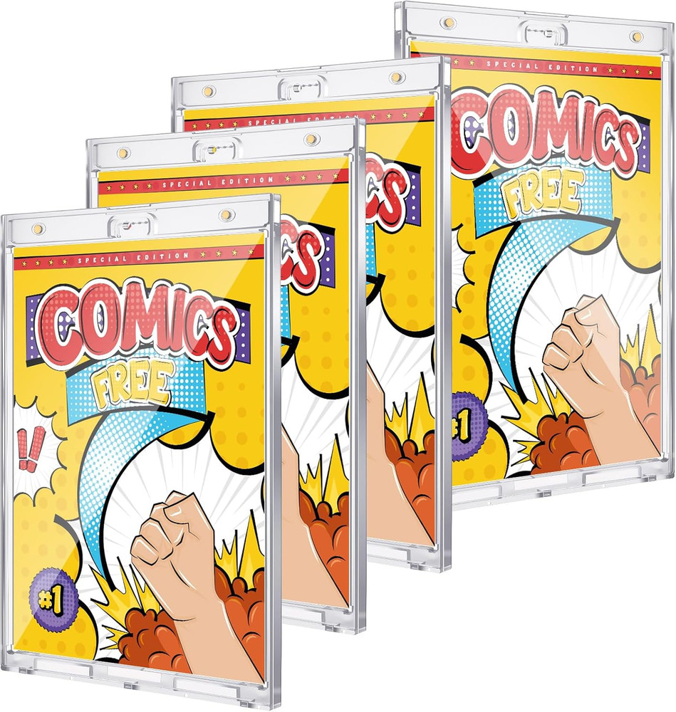 8 Pack Magnetic Comic Book Display Cases with UV Protection - Wall Mountable