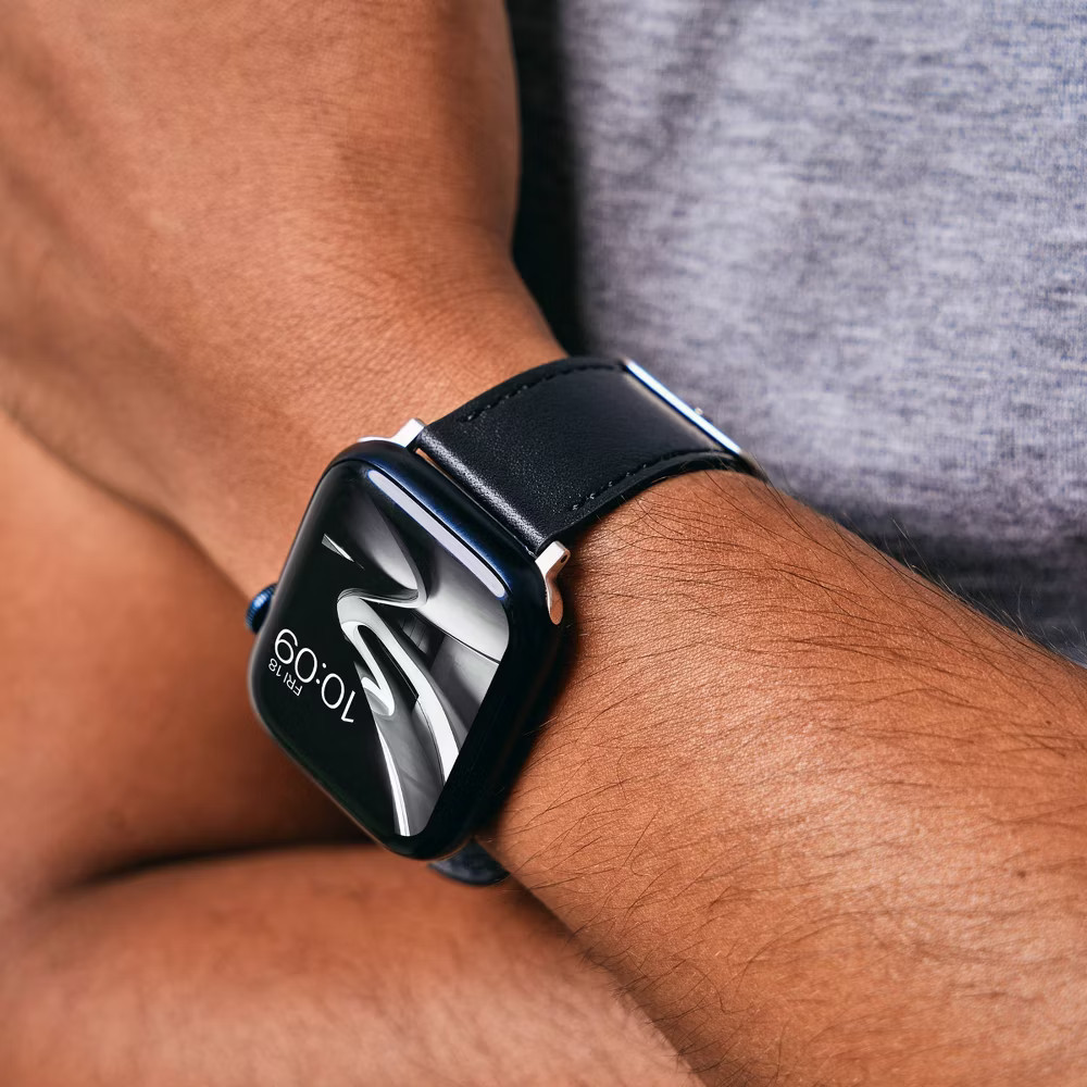 MobyFox Classic Leather Band Genuine Stitching Black