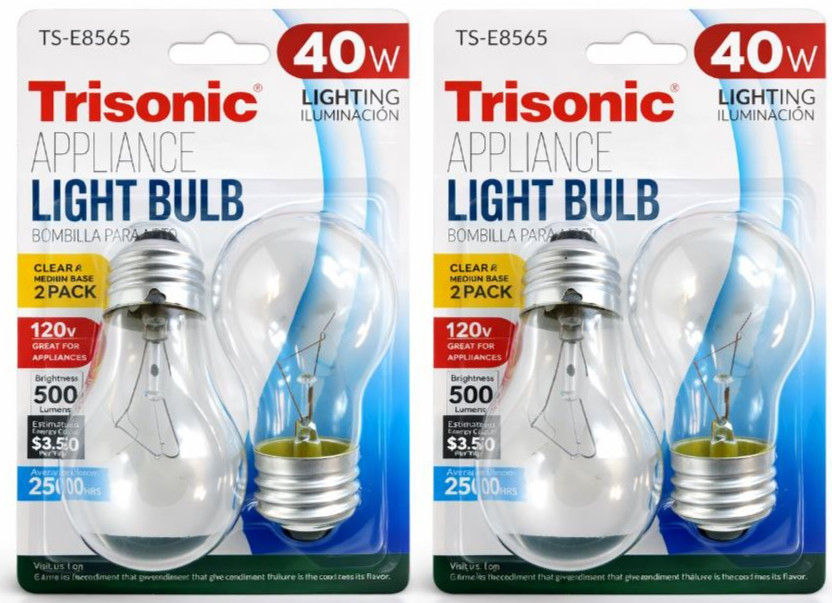 4-Pack 40W Appliance Light Bulb A15 E26 Clear 120V Oven Refrigerator