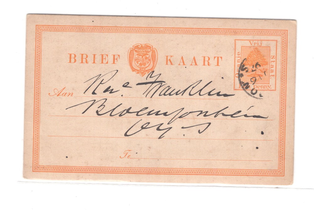 Orange  Free  State  postal  card  used  1897