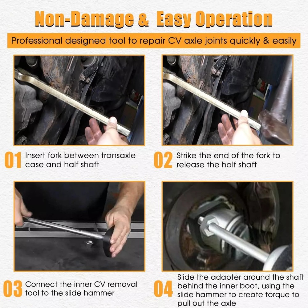 12020 Front Wheel Drive Axle Puller Fork Kit & 1040 Inner CV Axle Removal Tool