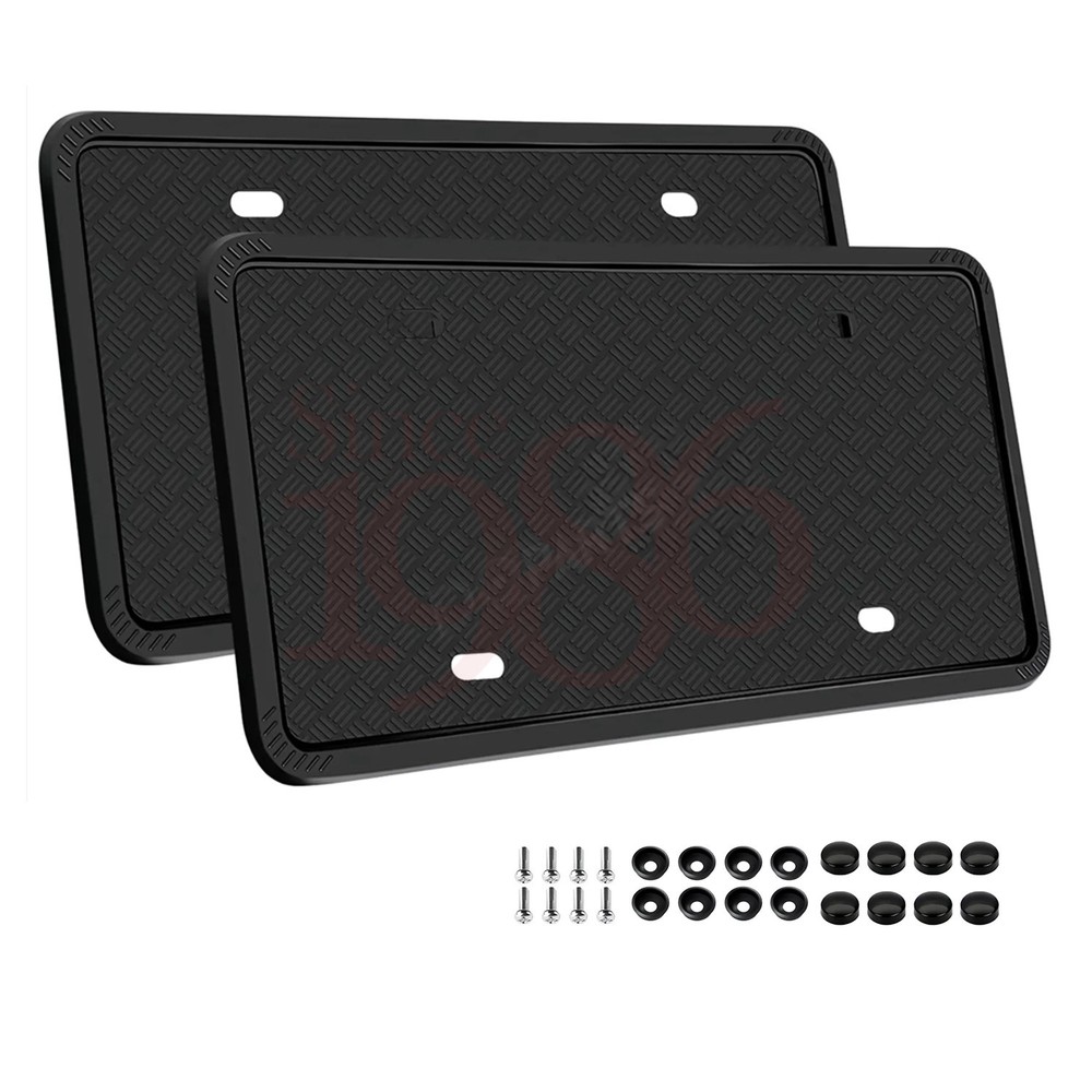 2pcs Front & Rear Silicone Car License Plate Frame Covers Plate Bracket Holders