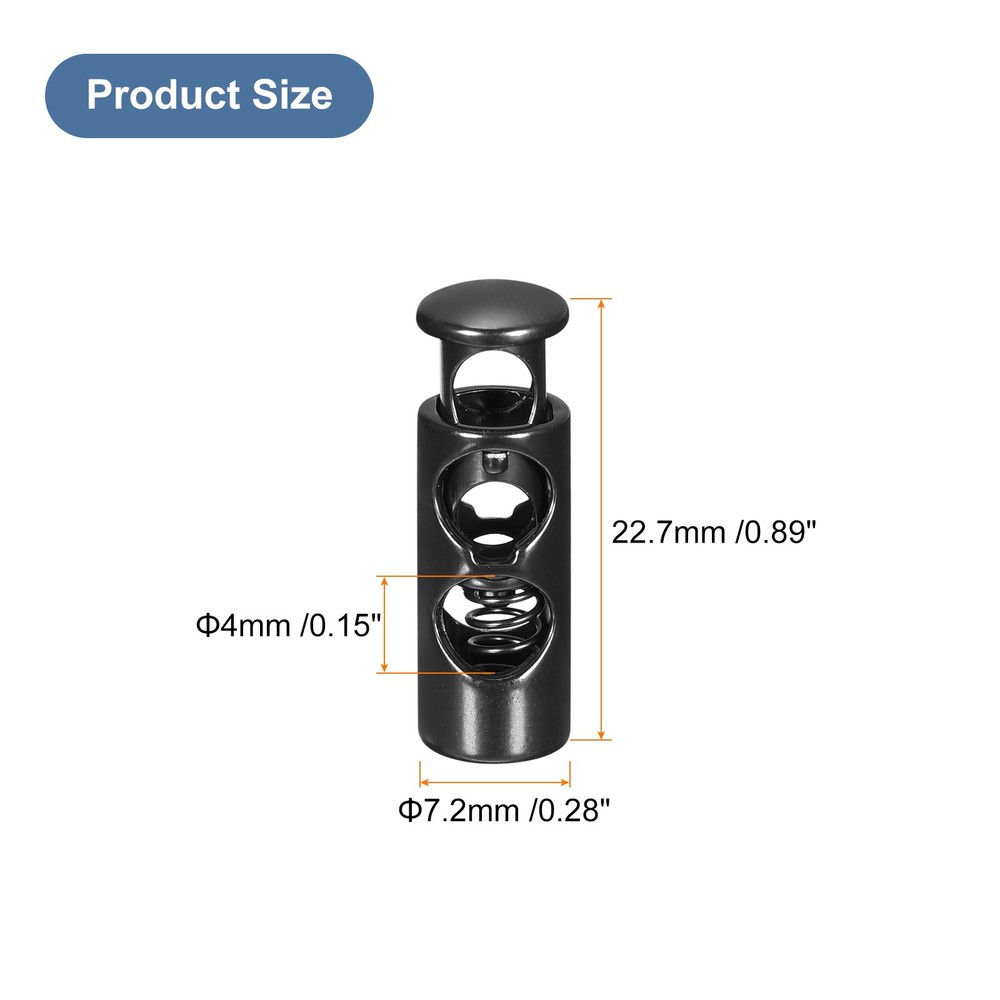 18pcs Double Hole Cord Locks Drawstring Stopper Toggles Black Matte