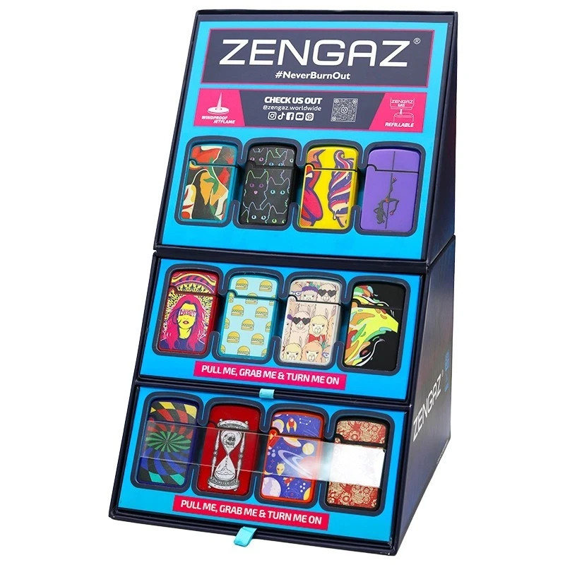 Zengaz Windproof Jetflame Torch Lighters 48 Count Display | Refillable