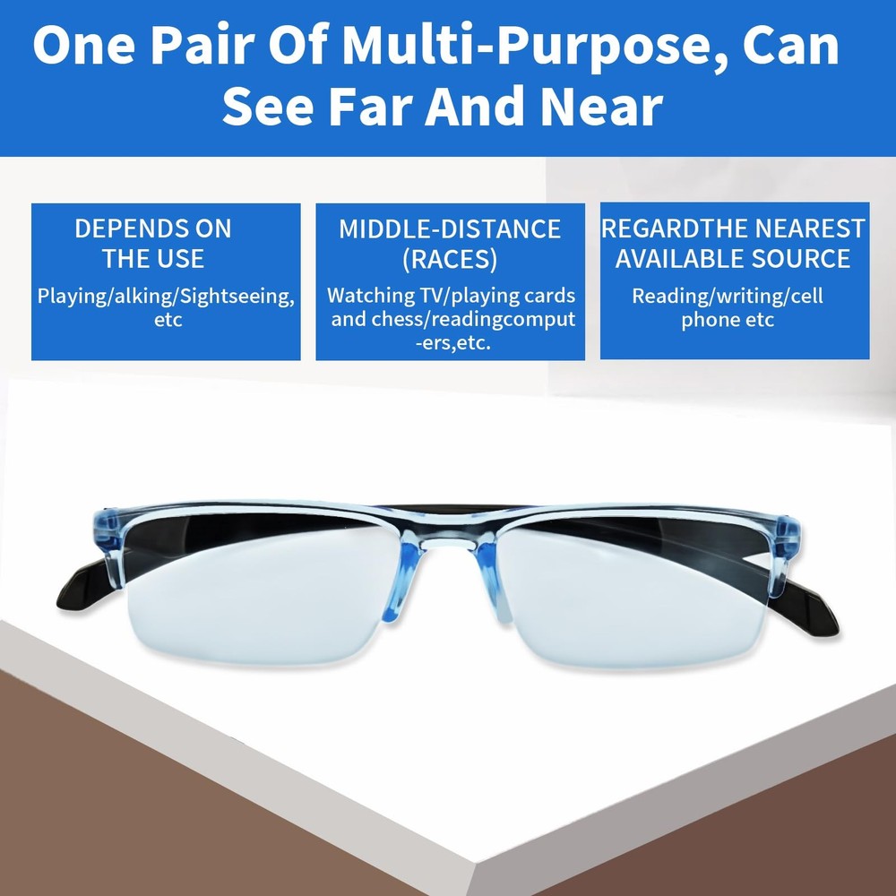 2 Pcs Auto Focus Glasses, Automatic Zoom Reading Intelligent Self Adjusting Pres