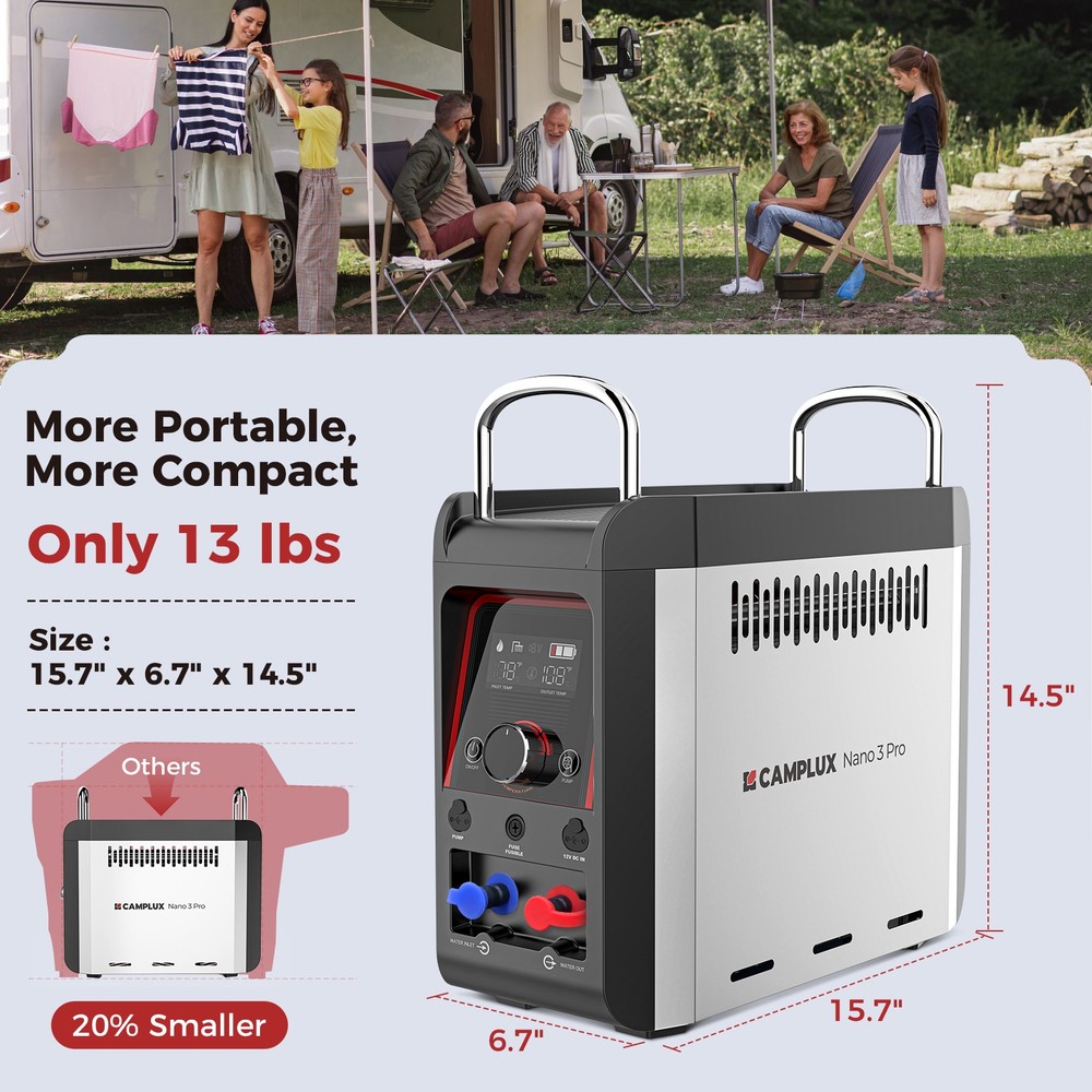 Camplux 1 lb Tank Portable Propane Water Heater for Camping Shower CSA Certified