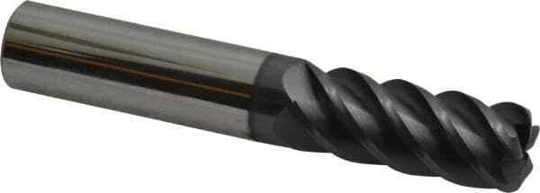 Accupro 1/2" Diam 5 Flute Single End Solid Carbide 0.09" Corner Radius End Mi...