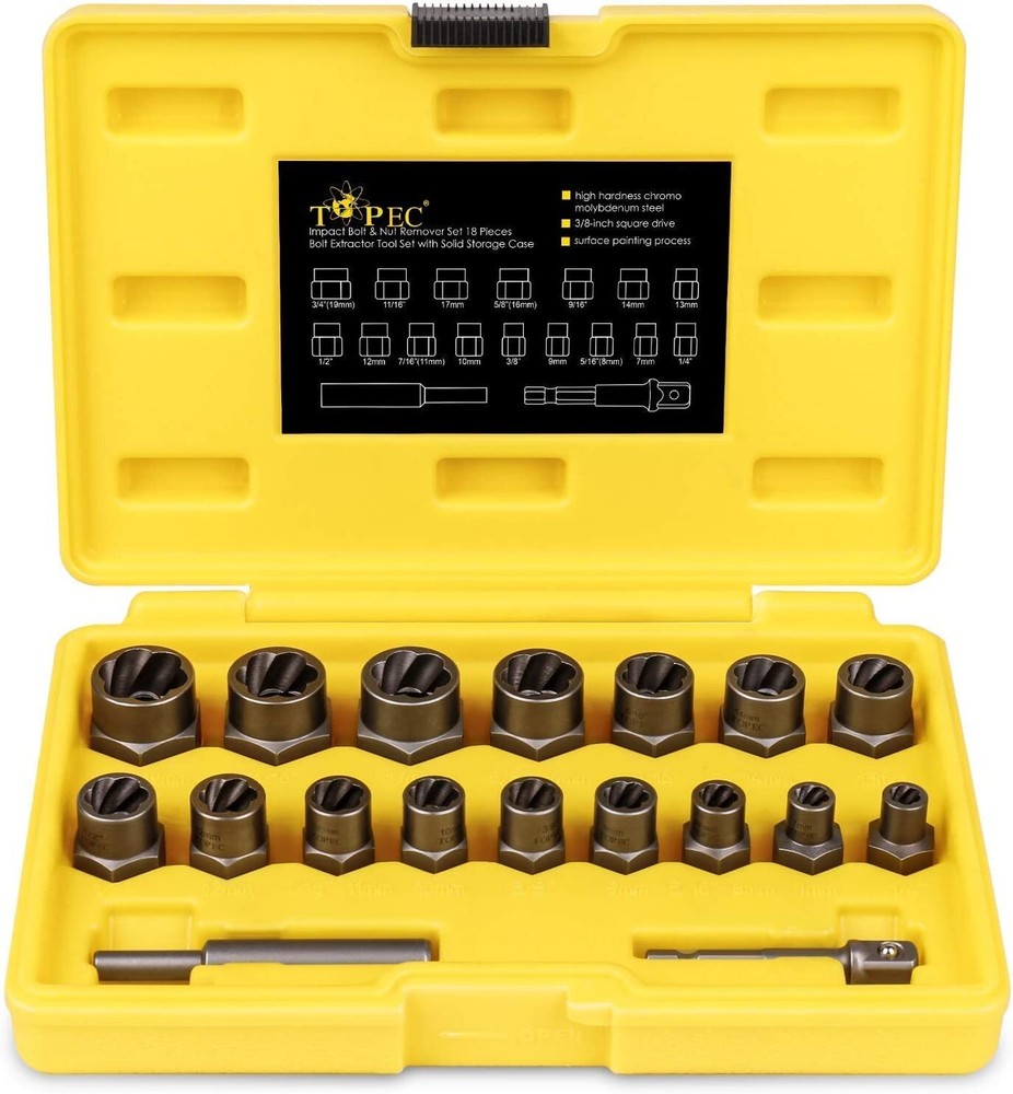 3/8" Drive Impact Extractor Set Remove Stripped/Rounded Bolt Lug Nuts Drain Plug