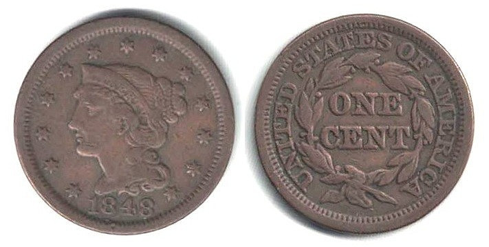 A Nice-looking, Problem Free 1848 Large Cent in Fine Condition