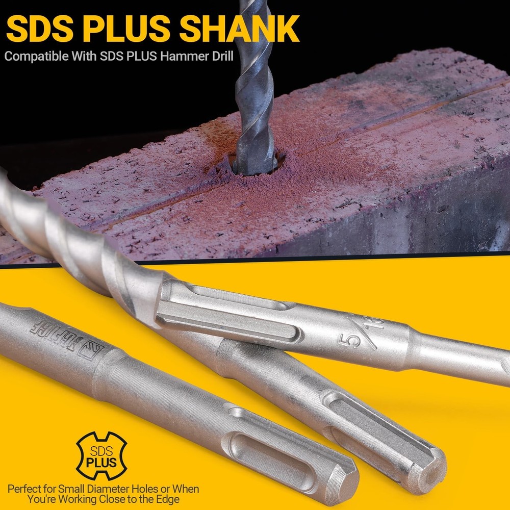 17-Piece SDS Plus Rotary Hammer Drill Bits and Chisel Set, YG8C Carbide Tips,...