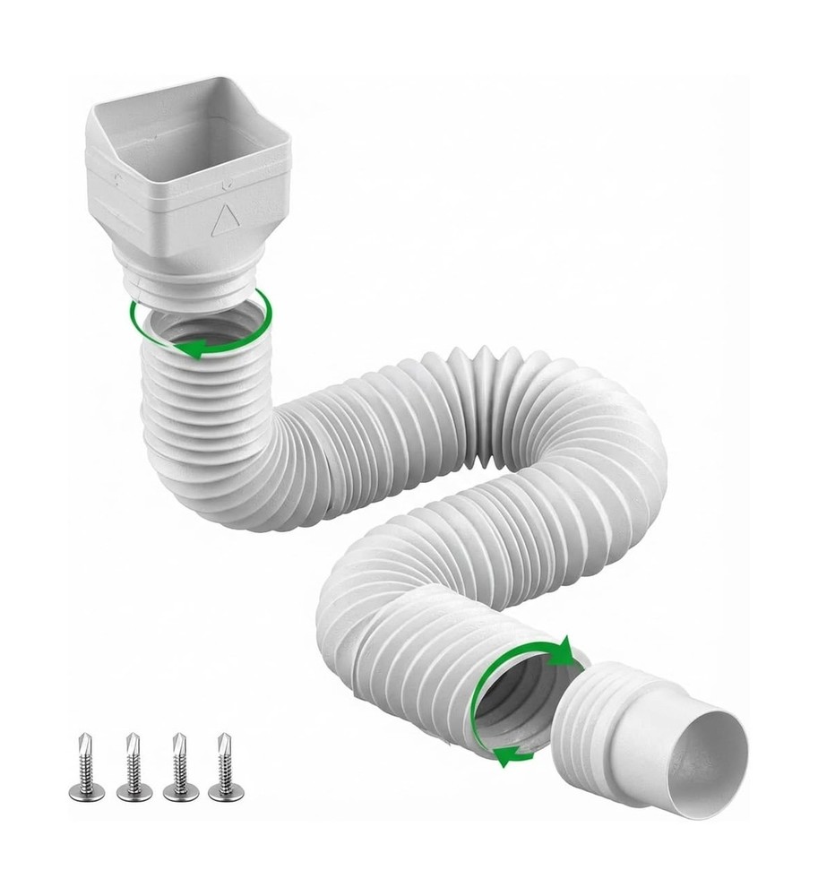 1 Pack White-Rain Gutter Downspout Extensions, Gutter Extender for Rainwater ...