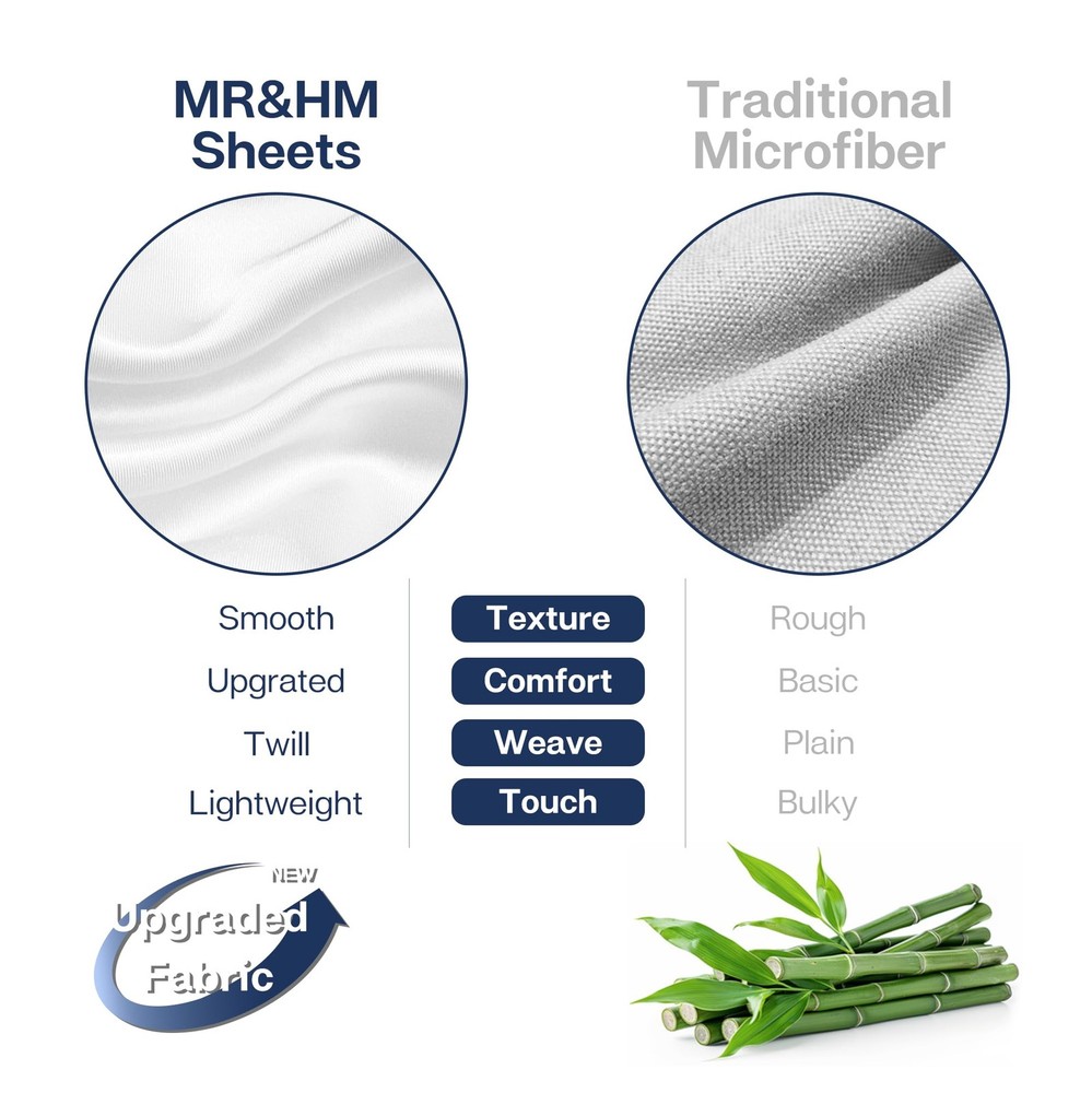 Queen Sheet Set, 4-Piece Cooling Sheets, Rayon Derived from Bamboo & Polyeste...