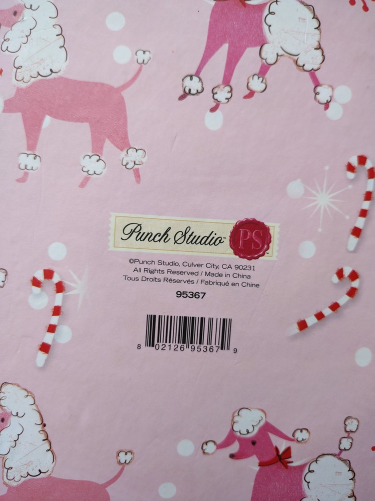"Punch Studio" Pink Poodle Christmas Large Round Box