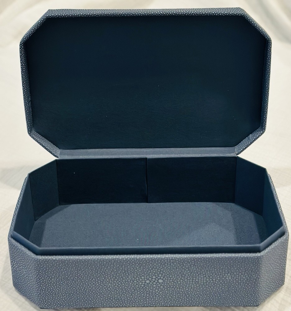 Large FAUX SHAGREEN BOX Blue STUDIO MCGEE Threshold Target HOME DECOR Storage